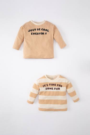 Baby Boy Crew Neck Printed 2 Piece T-Shirt