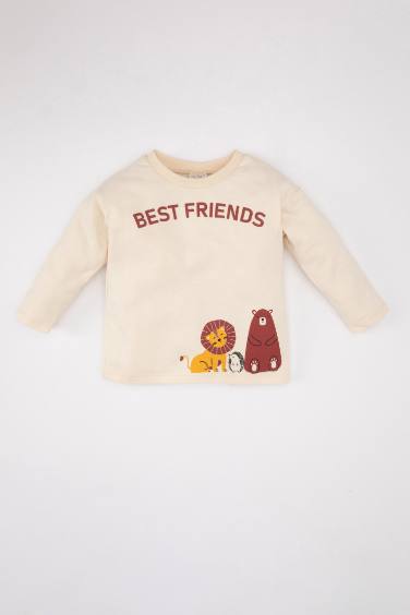 Baby Boy Crew Neck Animal Patterned T-Shirt