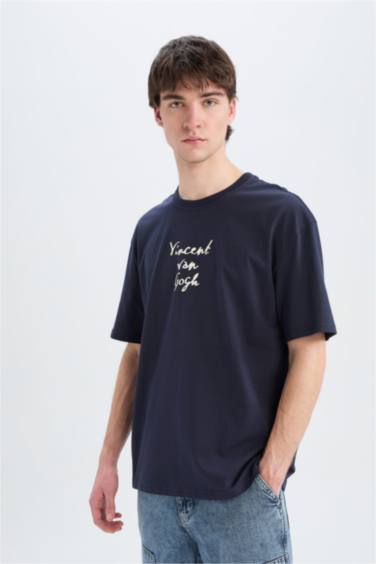 T-shirt oversize imprimé Van Gogh à col rond