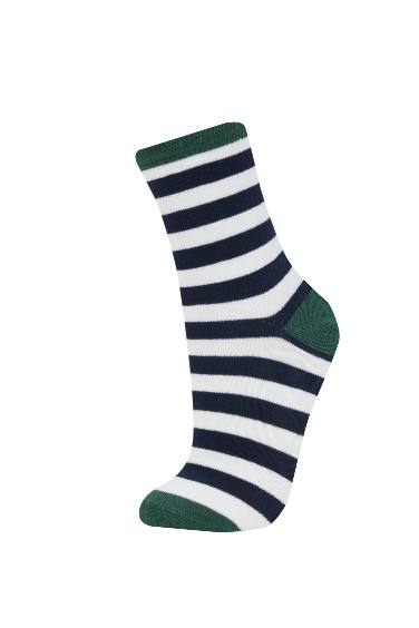 شرابات طويلة اولادي قطن مخطط - 5 قطع