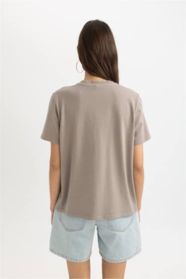 Regular Fit Crew Neck Slogan Short Sleeve T-Shirt