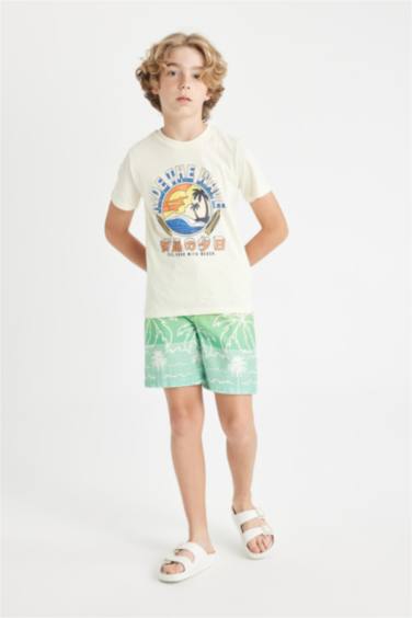 شورت بحر ولادي بطبعة نخيل