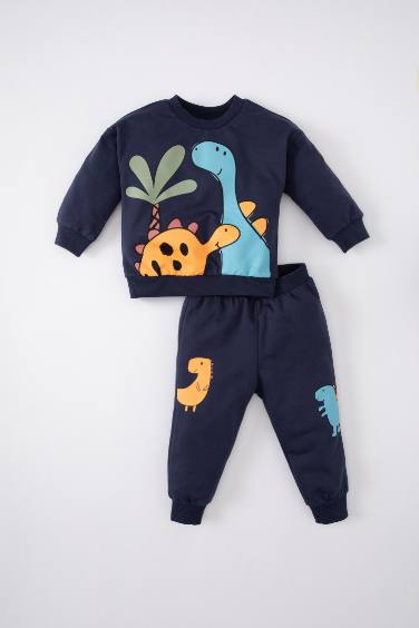 Ensemble De Sweatshirt Imprimé à Dinosaure et Jogging Pour Bébé Garçon