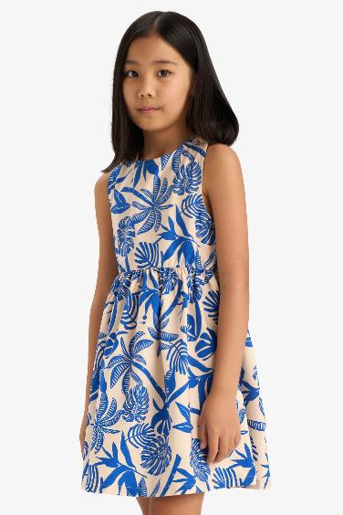 Robe sans manches en popeline imprimée pour fille
