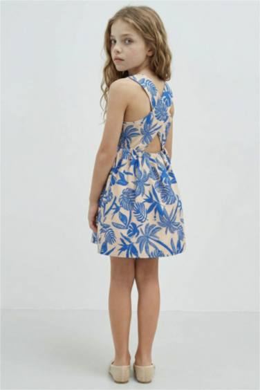 Girl Patterned Poplin Sleeveless Dress