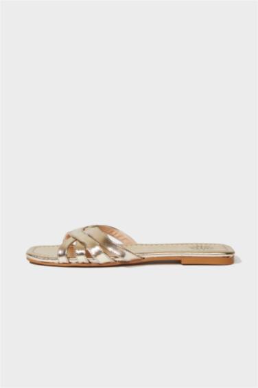 Sandales en Simili Cuir à Semelle Plate Pour Femme