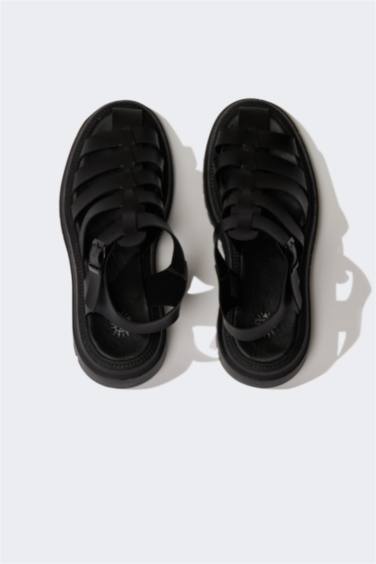 Kadın Yüksek Taban Suni Deri Sandalet - Görsel 6