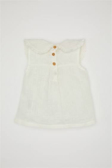 Baby Girl Big Collar Short Sleeve Shirt