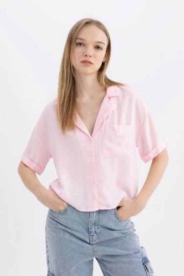 Oversize Fit Pyjamas Collar Short Sleeve Shirt