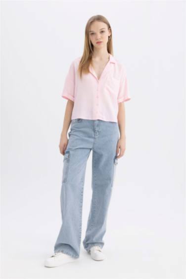 Oversize Fit Pyjamas Collar Short Sleeve Shirt