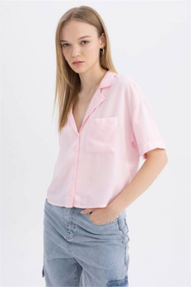 Oversize Fit Pyjamas Collar Short Sleeve Shirt