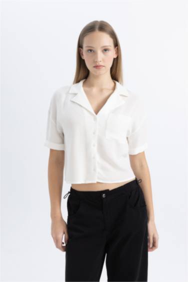 Oversize Fit Pajama Collar Short Sleeve Shirt