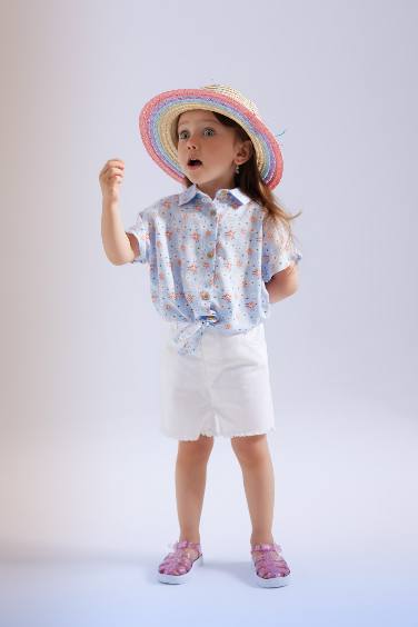 Baby Girl Patterned Short Sleeve Shirt