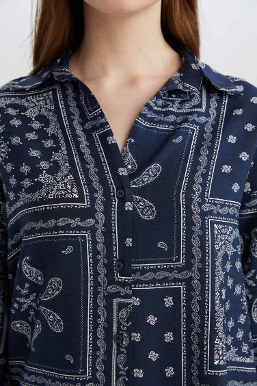 Regular Fit Desenli Uzun Kollu Gömlek