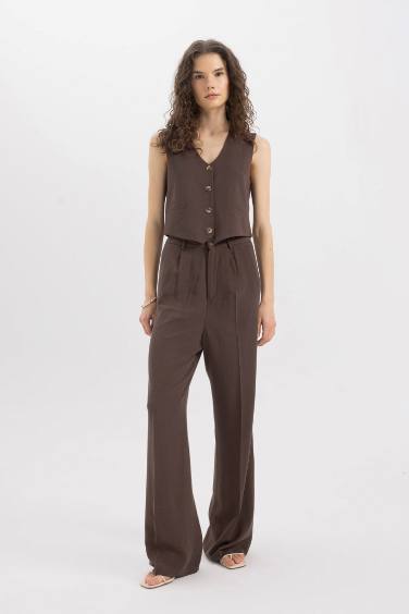 V-Neck Linen Blend Blazer Vest