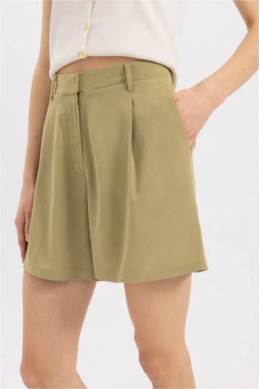 Short taille haute en lin mélangé