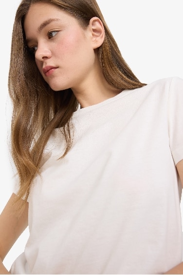 T-shirt basique à col rond et manches courtes Coupe régulière