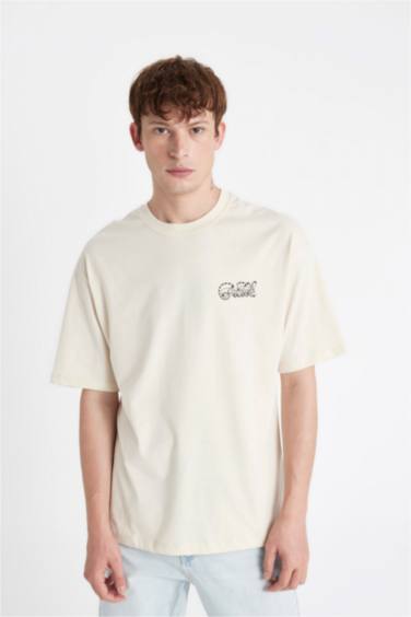 Boxy Fit Garfield Crew Neck Printed Short Sleeve T-Shirt