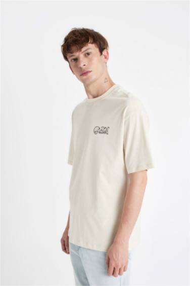 Boxy Fit Garfield Crew Neck Printed Short Sleeve T-Shirt