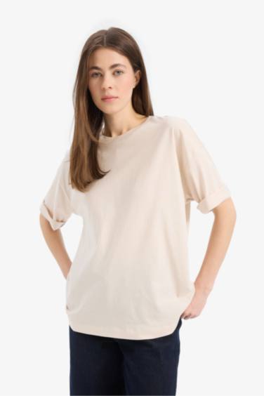 Oversize Fit Crew Neck Basic Cotton Short Sleeve T-Shirt
