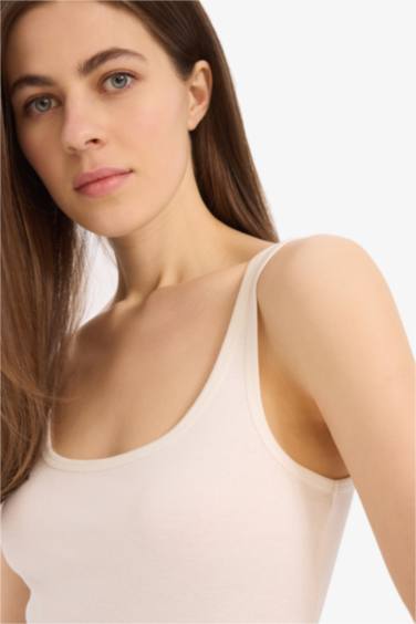 Slim Fit Basic Ribana Round Collar Sleeveless Tank Top