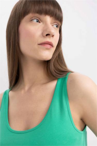 Slim Fit Ribana Crew Neck Sleeveless Tank Top