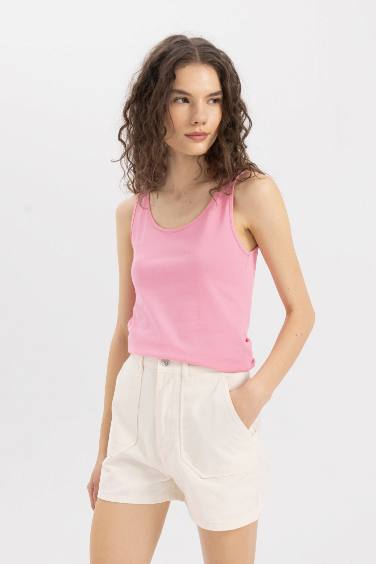 Slim Fit Ribana Crew Neck Sleeveless Tank Top