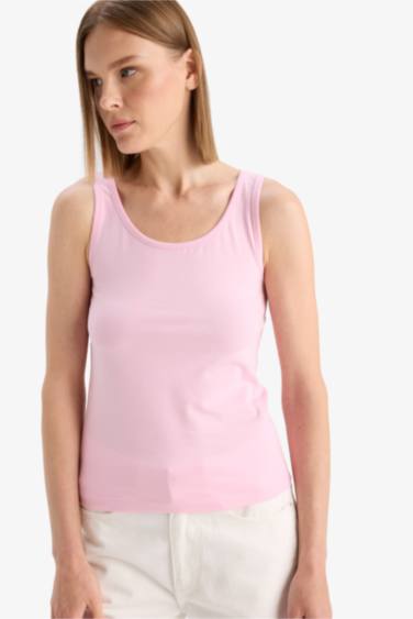Slim Fit Basic Ribana Round Collar Sleeveless Tank Top