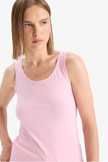 Slim Fit Basic Ribana Round Collar Sleeveless Tank Top