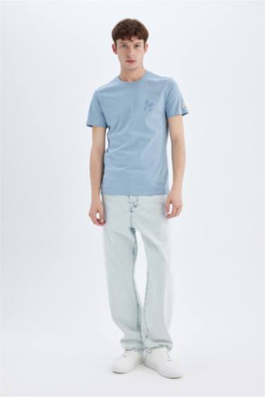 Slim Fit Crew Neck Printed Organic Cotton Short Sleeve T-Shirt