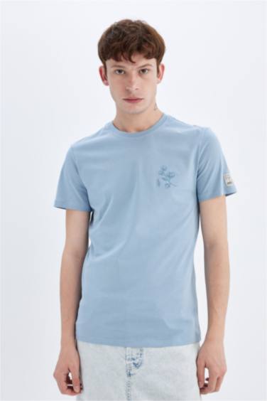 Slim Fit Crew Neck Printed Organic Cotton Short Sleeve T-Shirt