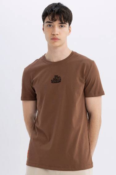 Slim Fit Crew Neck Printed Organic Cotton T-Shirt