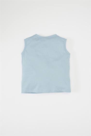 تيشيرت كت ولادي بطبعة شعار قصة عادية بدون ردن