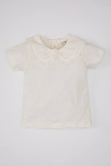 Baby Girl Lace Collar Short Sleeve T-Shirt