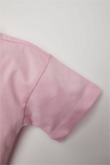 تيشيرت نص ردن بناتي بطبعة شعار وقصة عادية