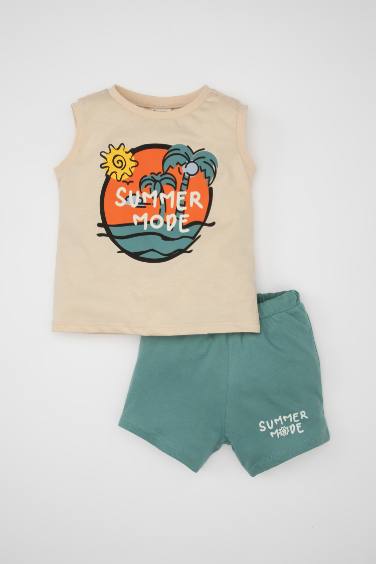 Baby Boy Palm Tree Printed T-Shirt Shorts 2 Piece Set