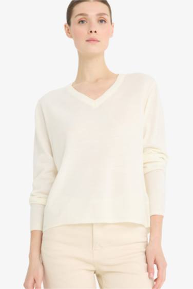 بلوفر تريكو بيزك ناعم قصة مريحة بياقة V