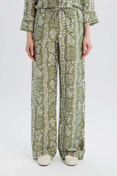 Comfortable Patterned High Waist Wide Leg Trousers