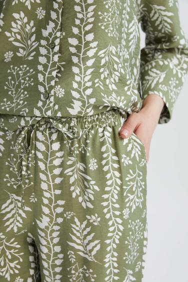 Comfortable Patterned High Waist Wide Leg Trousers