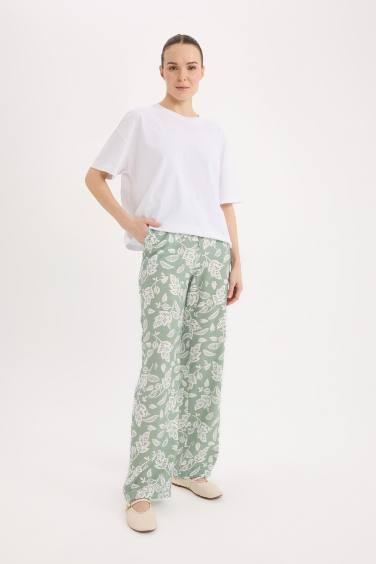 بنطلون وايد ليج برجل واسع وخصر عالي