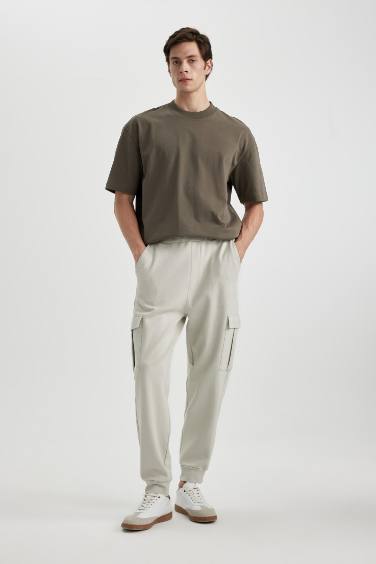 Oversize Fit Rib Hem With Cargo Pocket Pique Sweatpants