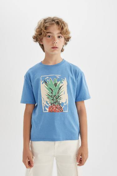 Boy Oversize Fit Crew Neck Printed Short Sleeve T-Shirt