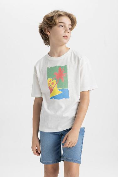 Boy Oversize Fit Crew Neck Printed T-Shirt