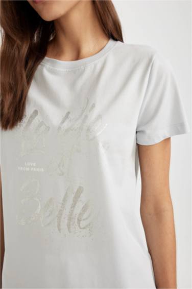 Regular Fit Crew Neck Printed Short Sleeve T-Shirt