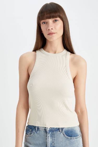 Slim Fit Camisole Halter Collar Tank Top