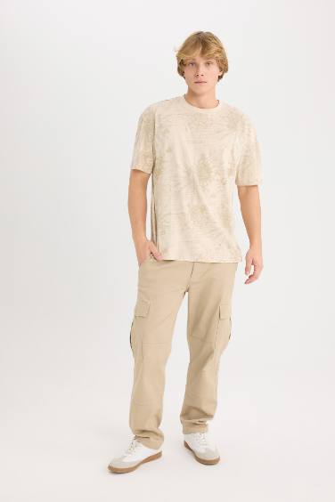 Футболка с коротким рукавом, свободного кроя, с принтом и круглым вырезом