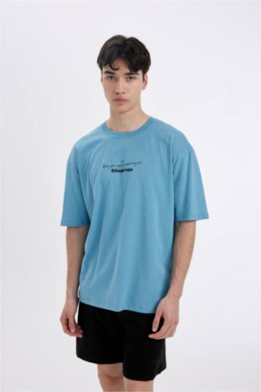 Oversize Fit Crew Neck Printed Short Sleeve T-Shirt