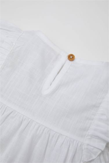 Baby Girl Flared Poplin Blouse Shorts 2 Piece Set