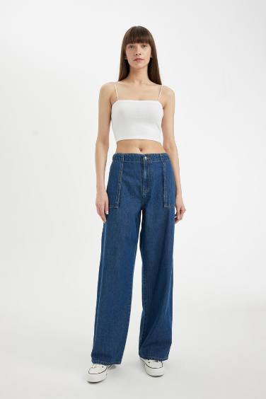 Джинсы Wide Leg широкого кроя со средней талией