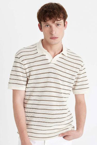 Regular Fit Striped Knitwear Polo T-Shirt